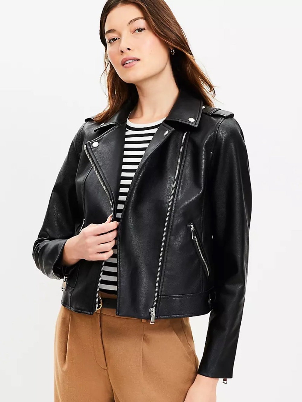 Loft Tall Pebbled Faux Leather Moto Jacket